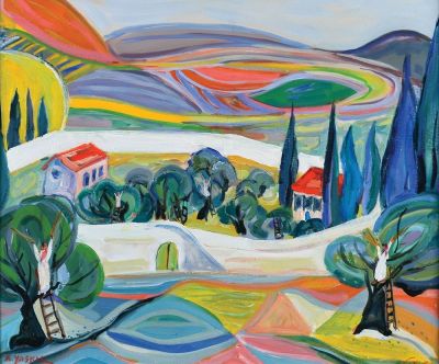 Amos Yaskil
- b. 1935. Galilee Landscape,
