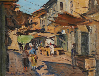 Ludwig Blum - 1891 - 1974. Market, 1965, Oil on canvas, 26x35 cm. Signed and dated. The 