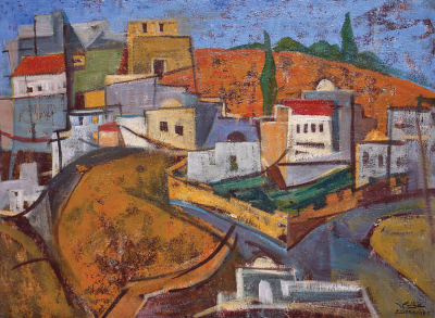 Jakob Eisenscher - 1896 - 1980. Safed, Oil on canvas, 46x61 cm. Signed.