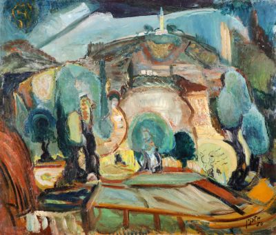 Mordechai Levanon - 1901 - 1968. Jerusalem, 1950, Oil on canvas, 60x71 cm. Signed and dated.