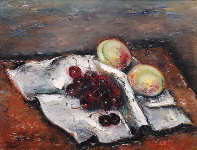 Reuven Rubin - 1893 - 1974. Fruits on the Table, 1932, Oil on canvas, 38x46 cm. Signed. Signed and 