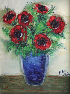 Reuven Rubin - 1893 - 1974. Anemones, 1966, oil on canvas, 35x27 cm. Signed. Signed, described and 