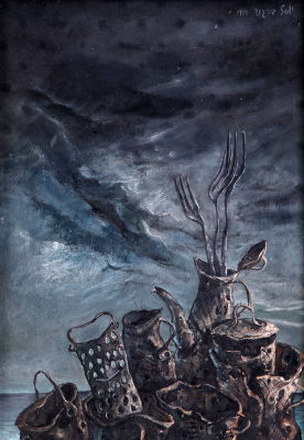 Yosl Bergner - 1920 - 2017. The Helm, 1971, Oil on canvas, 55x38 cm. Signed and dated. Signed and 