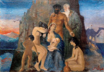 Reuven Rubin - 1893 - 1974. By the Rivers of Babylon, 1914, Oil on canvas, 47.5x69 cm. Signed and 