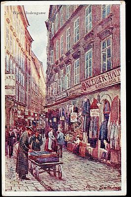 Jewish Street in Vienna - Postcard 1920s -
Early 20th Century.
