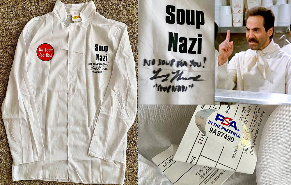 Larry Thomas Seinfeld Soup Nazi - Signed Chef Coat 
PSA. Seinfeld Soup Nazi Larry Thomas - 