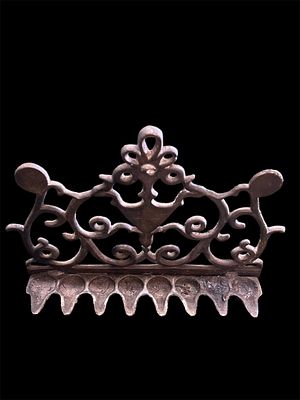 Judaica - a beautiful old Hanukkah lamp menorah, a large and heavy bronze menorah. 
A very 