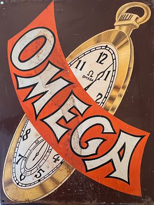 OMEGA – Vintage Metal Sign for Omega Watches 
A large and heavy iron sign featuring 