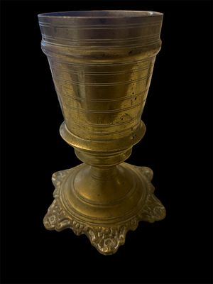 JUDAICA, JEWISH - Grand antique bronze goblet, likely from Poland or Ukraine, late 19th century 