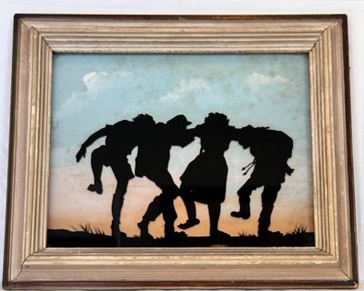BEZALEL PALESTINE MEIR GUR ARIEH HAND MADE SHADOW. ‏צללית בעבודת יד גזירה, צביעה בה נראים 