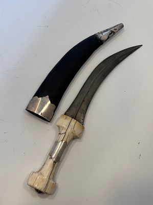 Beautiful hand-crafted Persian knife, likely 19th century, with silver fittings and hand-forged 