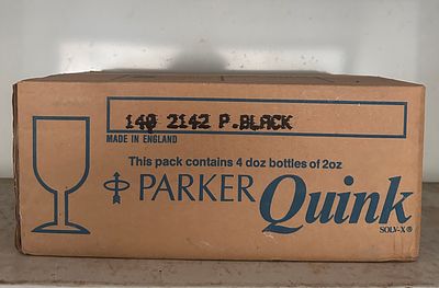 ‏פרקר - , NOS. Parker pens vintage ink . מיכלי דיו לעט נובע, פרקר קווינק 
ארגז עם 48 בקבוקי דיו 