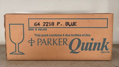 ‏פרקר - , NOS. Parker pens vintage ink . מיכלי דיו לעט נובע, פרקר קווינק 
ארגז עם 48 בקבוקי דיו 