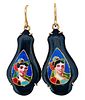 Late 19th-century antique earrings with 18kt gold miniature. Authentic antique earrings from the Image - 1