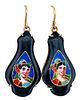 Late 19th-century antique earrings with 18kt gold miniature. Authentic antique earrings from the Image - 2