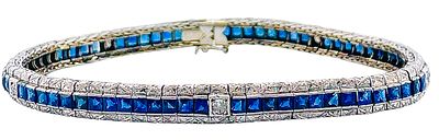 Art Deco bracelet 1920-1930 in 18kt gold with sapphires and diamonds. Authentic Art Deco 