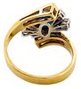 18kt yellow gold cocktail ring, 1.00 ct sapphire and 1.10 ct diamonds. 18kt two-tone gold Image - 2