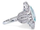 Art Deco style platinum ring with aquamarine and diamonds. Antique art deco style ring from the Image - 3