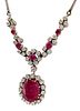 Vintage 18kt gold necklace, weight 16.95 g, with rubies 5.70 ct and diamonds 1.60 ct. Vintage Image - 2