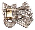 Art Deco 1930 brooch in platinum with 10.00 ct diamonds. Ribbon and cartouche brooch, authentic Image - 2