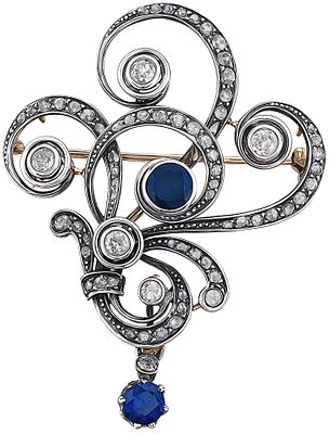 Antique Victorian late 19th century brooch in 18kt gold and silver with 3.15 ct diamonds. Antiqu 