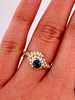 Vintage 18k gold ring with sapphire and diamonds. Yellow gold 18kt contrarie ring. An extremely Image - 3
