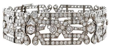 Authentic Art Deco bracelet from the 1920-1930 period in platinum, 41.85 grams. Authentic Art 