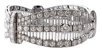 Antique Art Deco diamond-studded bracelet from the 1940-1950 period in 18kt white gold, 49.25 grams.Image - 1
