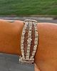 Antique Art Deco diamond-studded bracelet from the 1940-1950 period in 18kt white gold, 49.25 grams.Image - 2