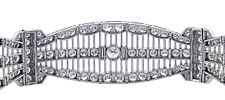 Antique Art Deco diamond-studded bracelet from the 1940-1950 period in 18kt white gold, 49.25 grams.Image - 4