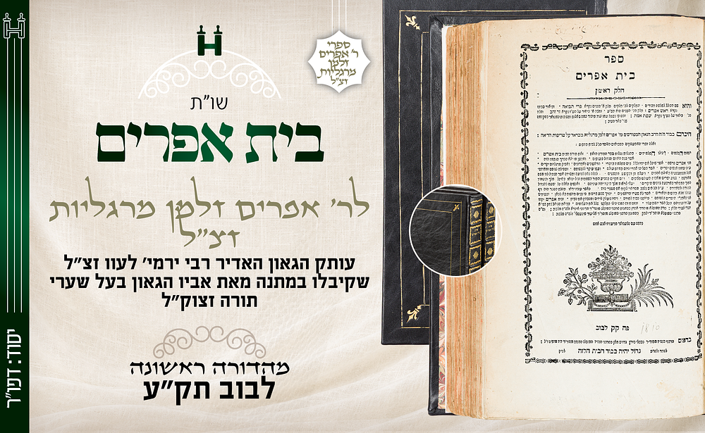 יסוד דפו"ר! סט שלם ונדיר שו"ת בית אפרים ה' חלקים בשלימות. או"ח, יו"ד, וחו"מ, ובית אפרים על יו"ד 
