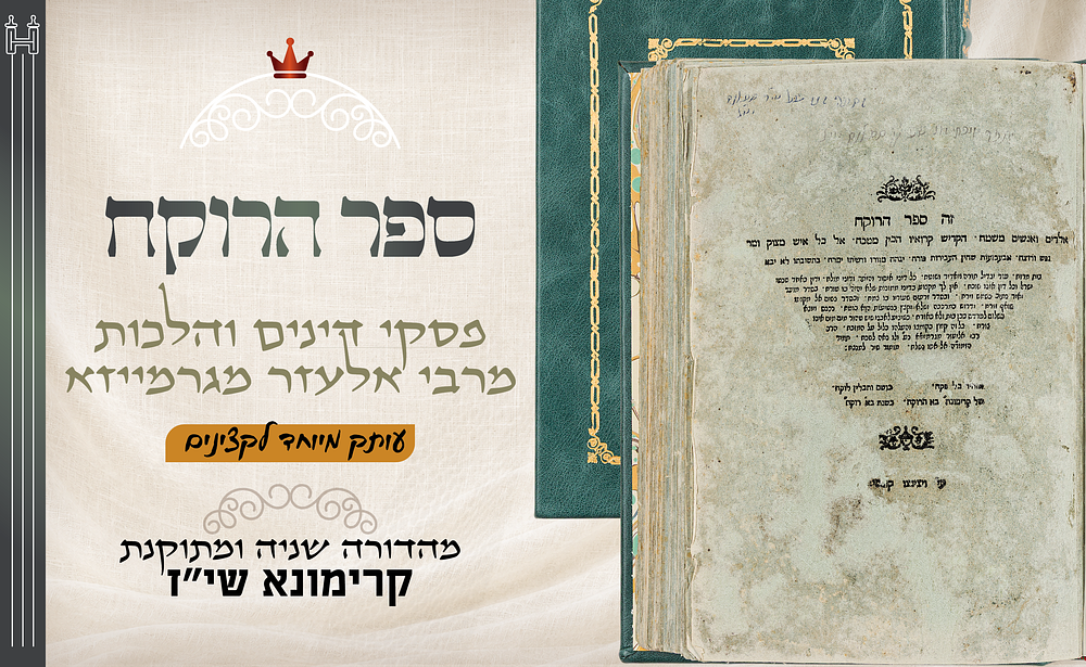 עותק מיוחד לקצינים, נדיר ביותר: ספר הרוקח - קרימונא שי"ז - על נייר רגאעל בצבע כחול. ספר הרוקח — 