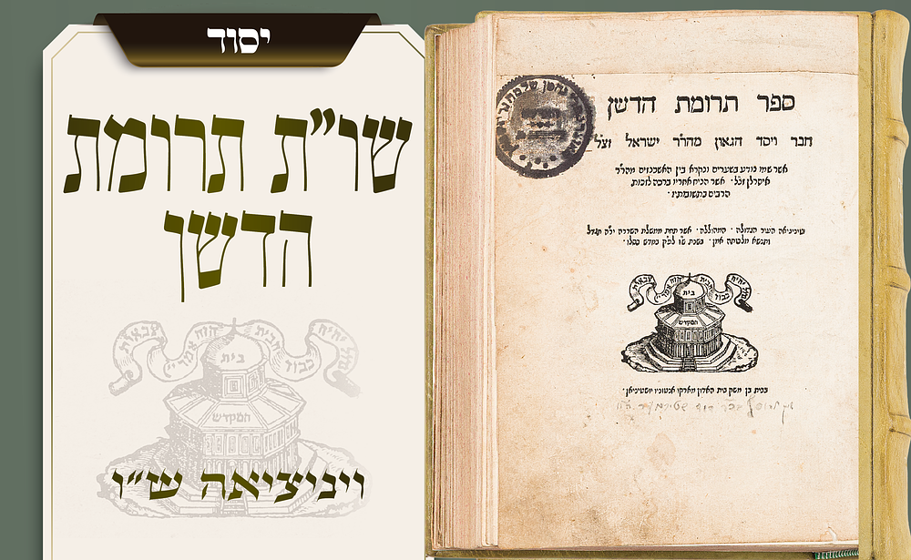 ספר יסוד בהלכה: שו"ת תרומת הדשן – מהדורה חשובה, ויניציאה ש"ו. מהדורה קדומה של אחד מספרי היסוד 