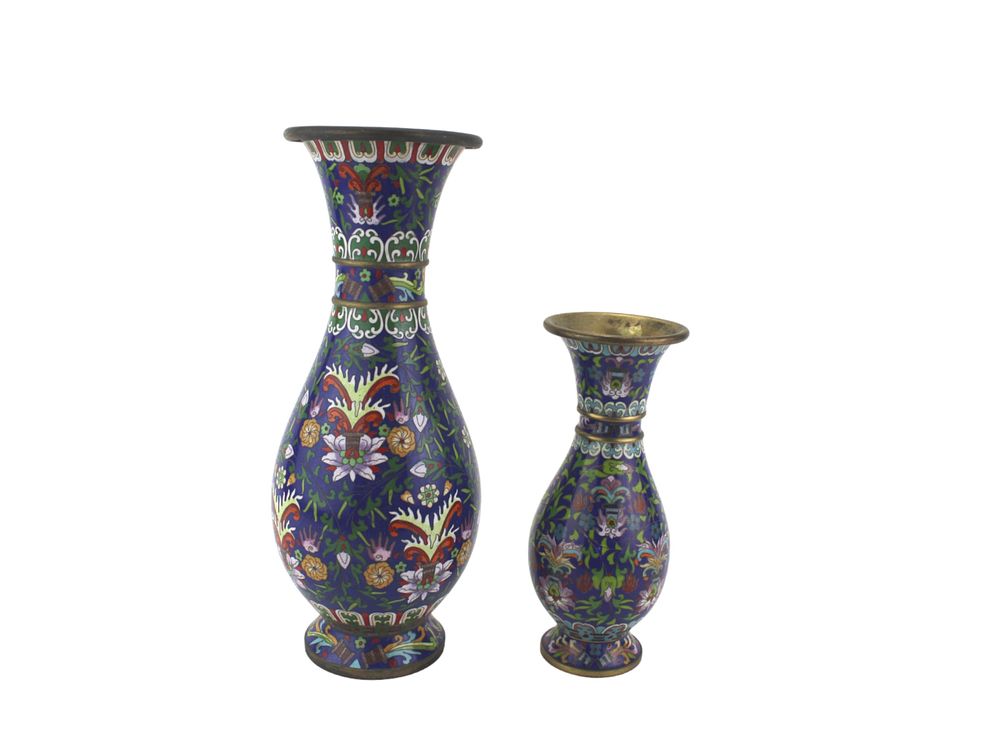 Lot 153: TWO CHINESE CLOISONNE VASES