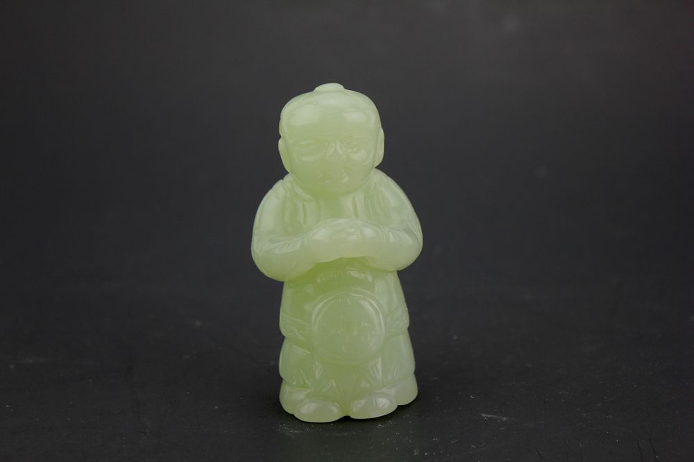 Lot 155: Chinese Carved Jade Kid Figurine