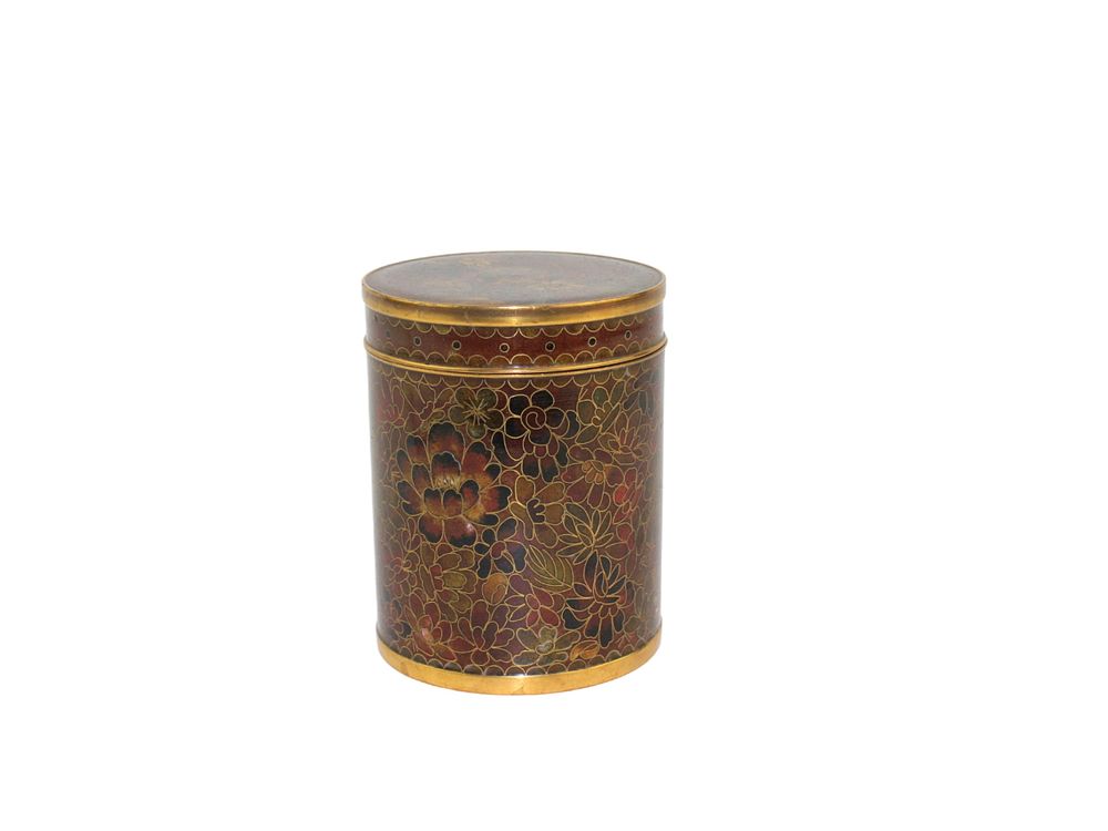 Lot 160: Chinese Cloisonné Floral Tea Caddy with Lid