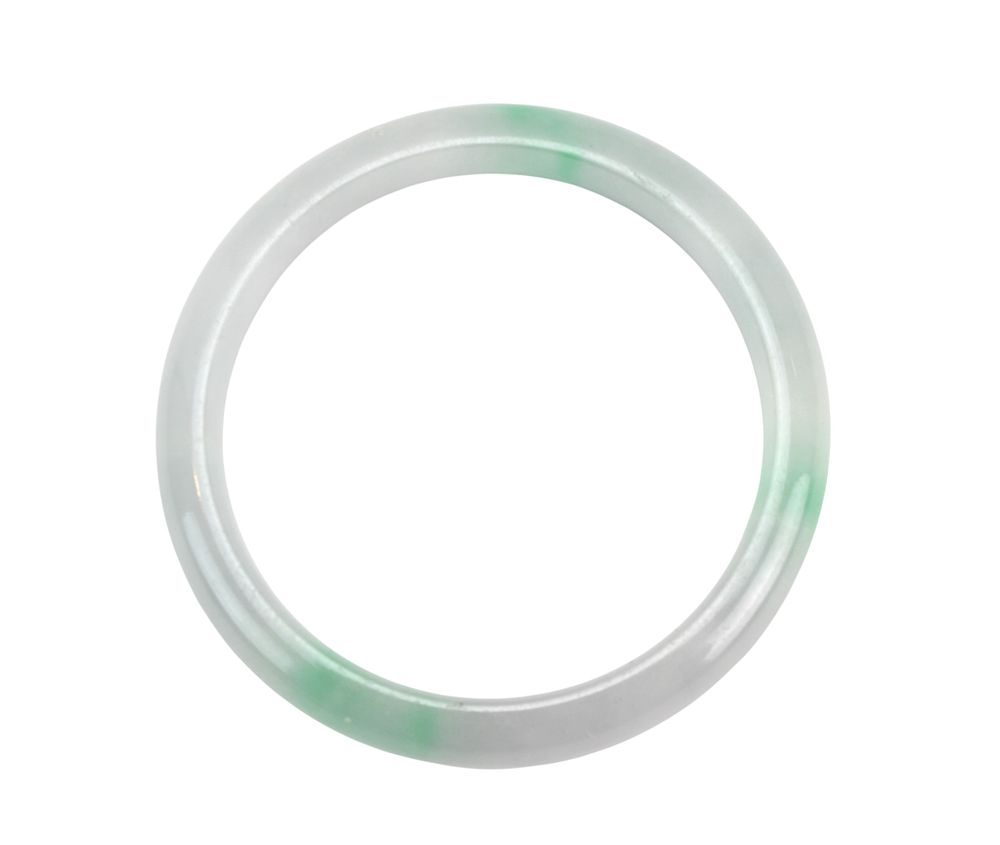 Lot 175: Chinese Jadeite Bangle with Green Accents