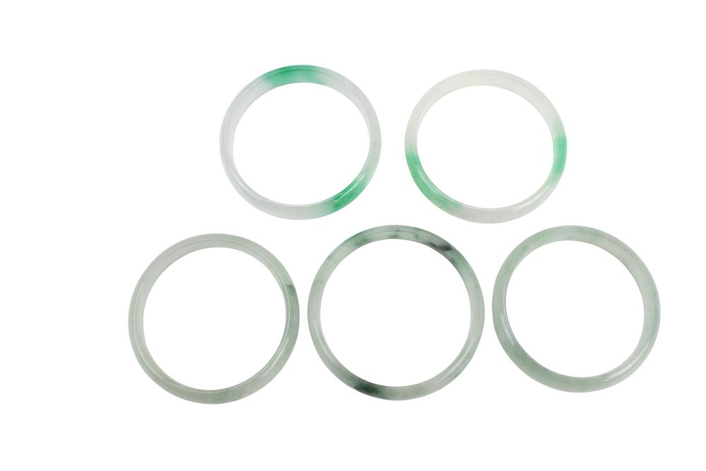 Lot 191: Five Green Jadeite Rings
