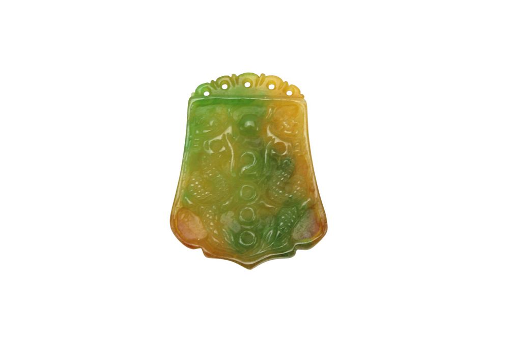 Lot 196: Carved Bi-Color Jadeite Pendant