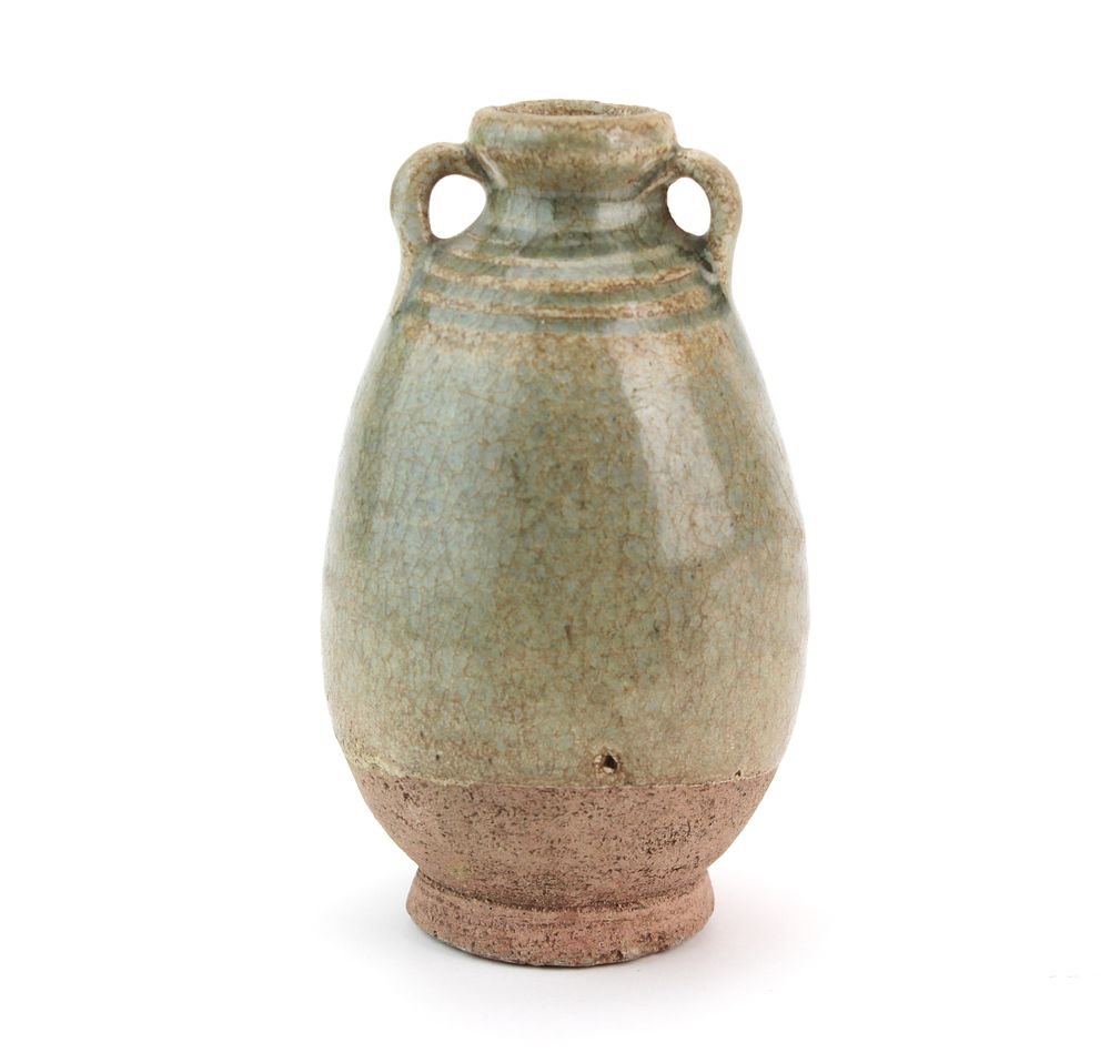 Lot 221: Small Chinese Celadon Vase with Two Handles