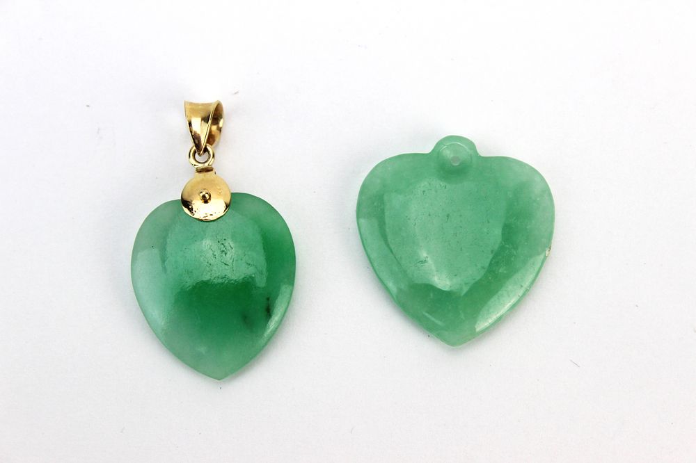 Lot 224: Two Jadeite Heart Shape Pendants