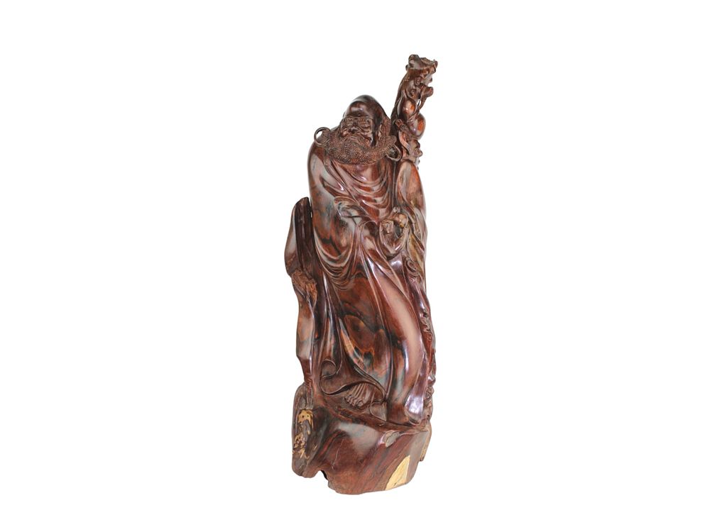 Lot 240: Rare Chinese Large Zitan Wood Da-Mo Statue