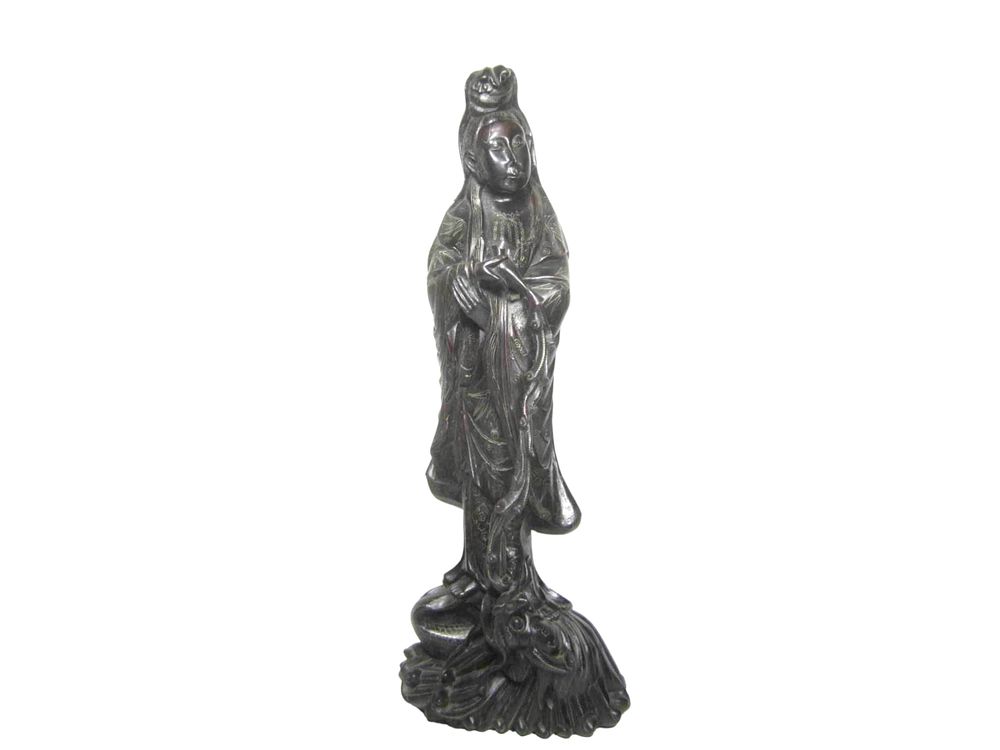 Lot 242: Large Chinese Carved Wood Filigree Guanyin