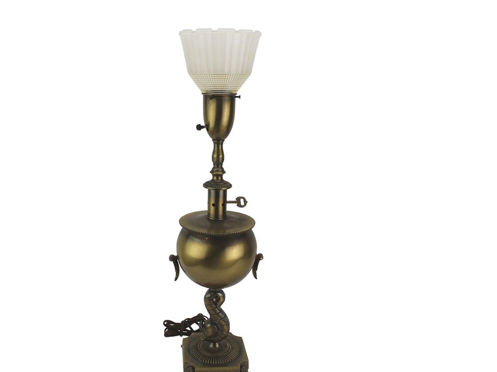 Lot 254: Brass Table Lamp with Dolphin Base