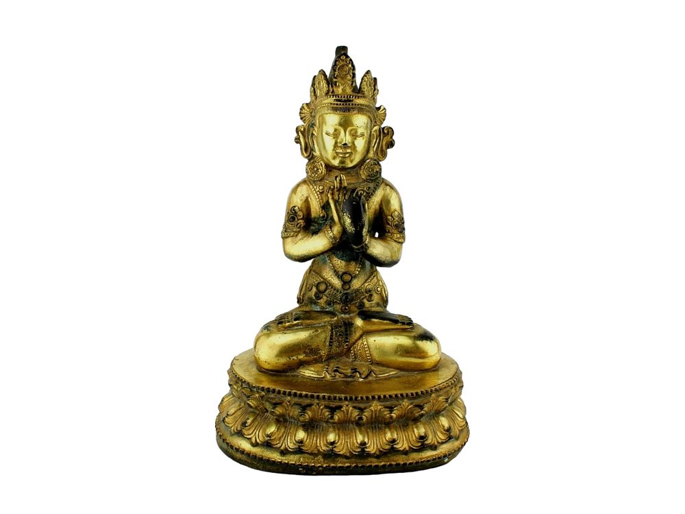 Lot 263: ASIAN GILT BRONZE DEITY SCULPTURE