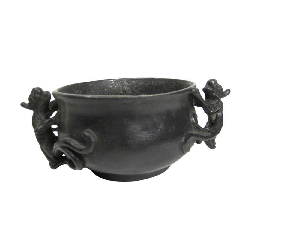 Lot 269: A  Chinese Bronze Censer with Dragon Handles