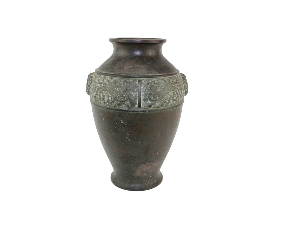 Lot 270: Chinese Bronze Vase with Taotie Mask Band