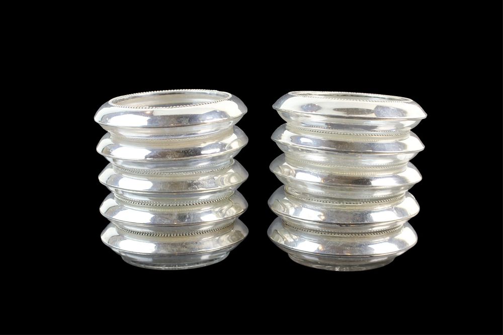 Lot 272: 10 Frank M. Whiting Sterling Glass Coasters