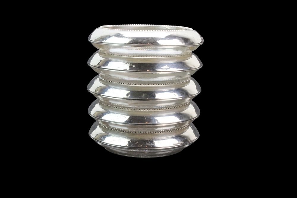 Lot 273: 5 Frank M. Whiting Sterling Glass Coasters