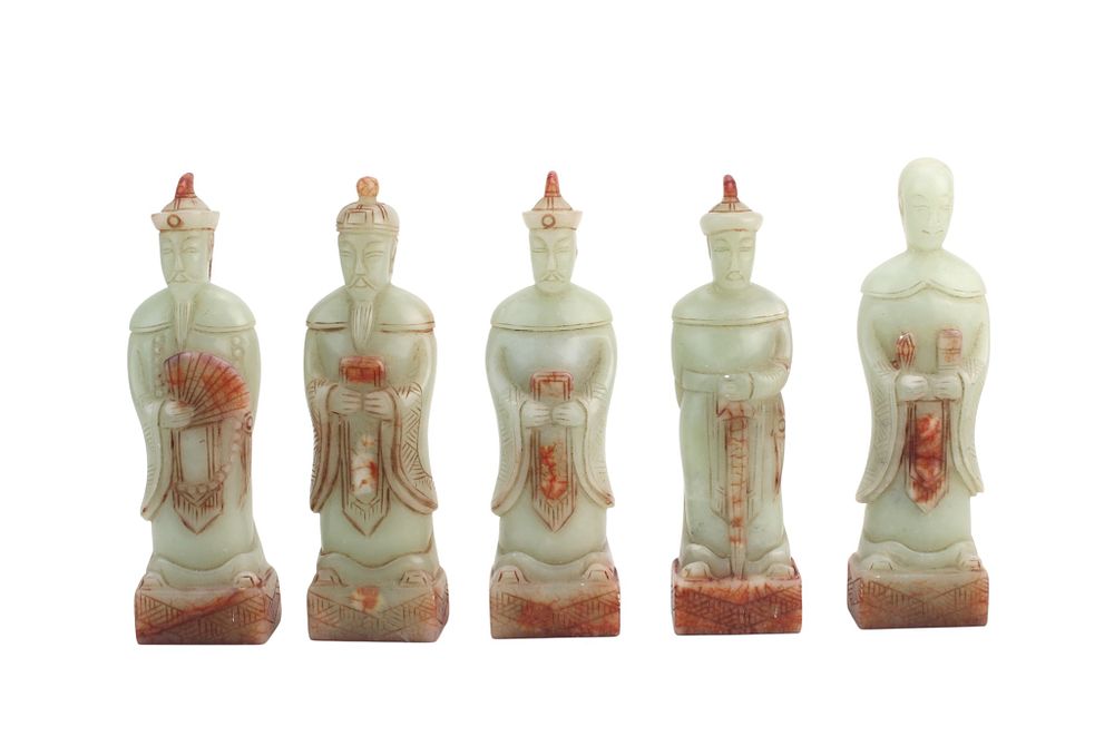Lot 278: Five Chinese Hardstone Qing Emperor Figure Seals